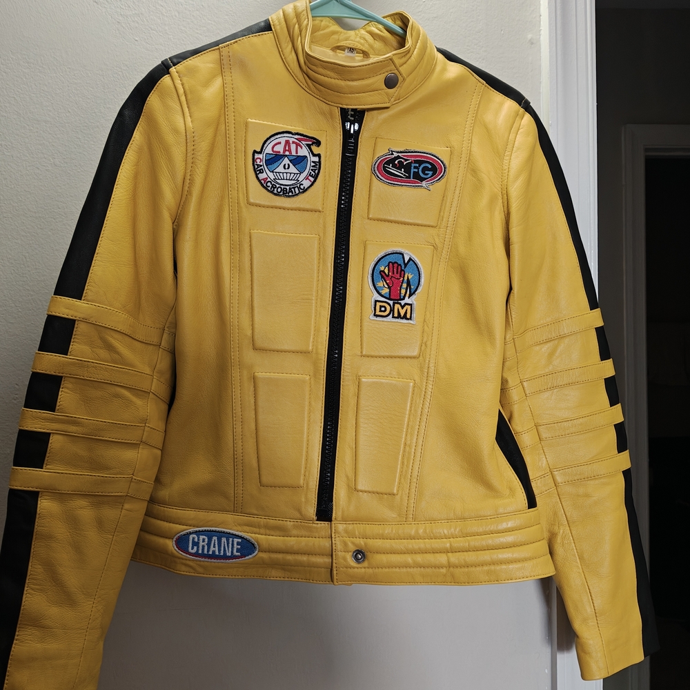 Yellow Leather Jacket with Patches
